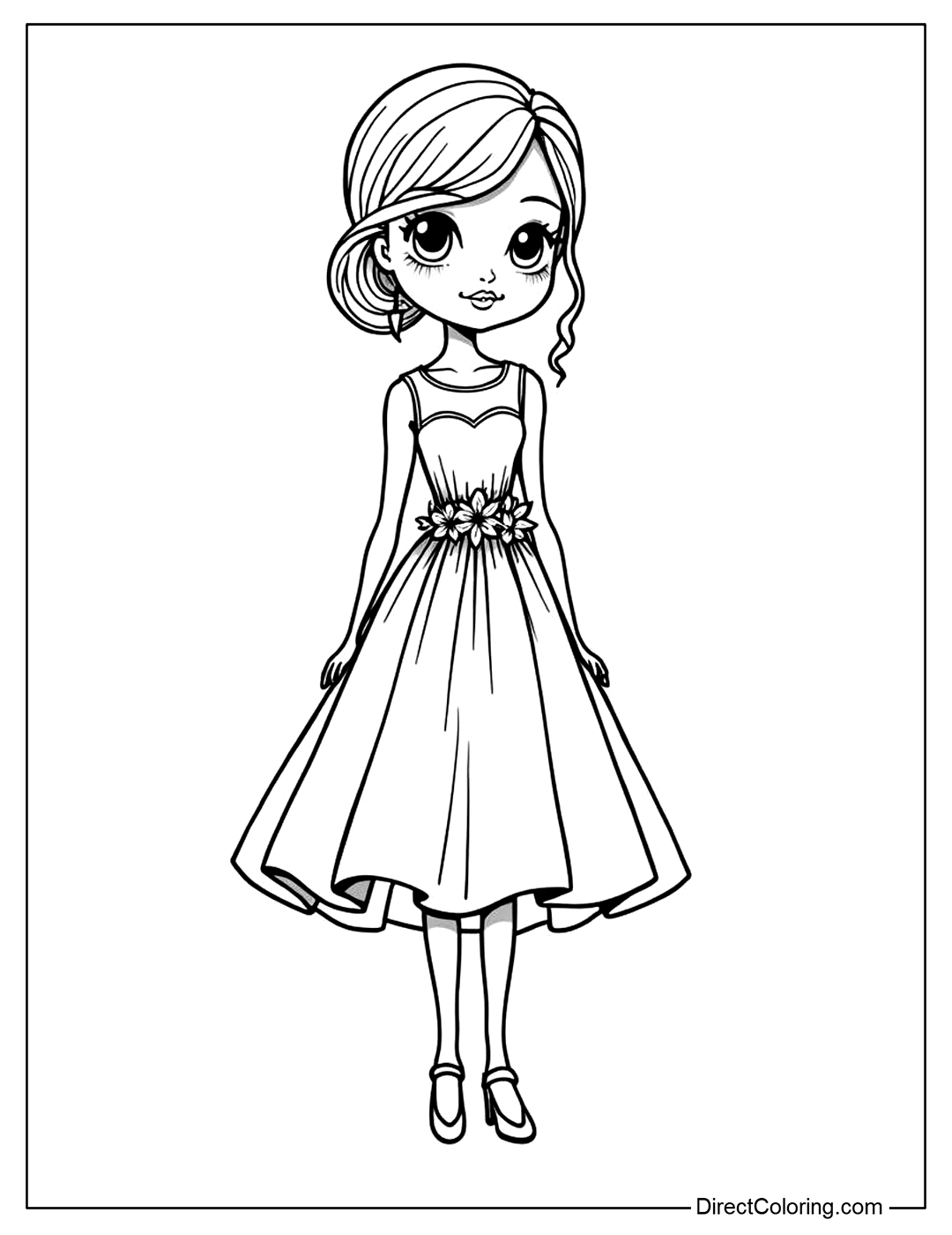 Floral Babydoll Dress Coloring Free